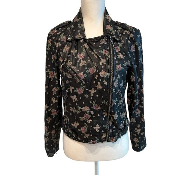 Rebecca Minkoff Floral Leather Moto Jacket Size Large - Picture 3 of 9